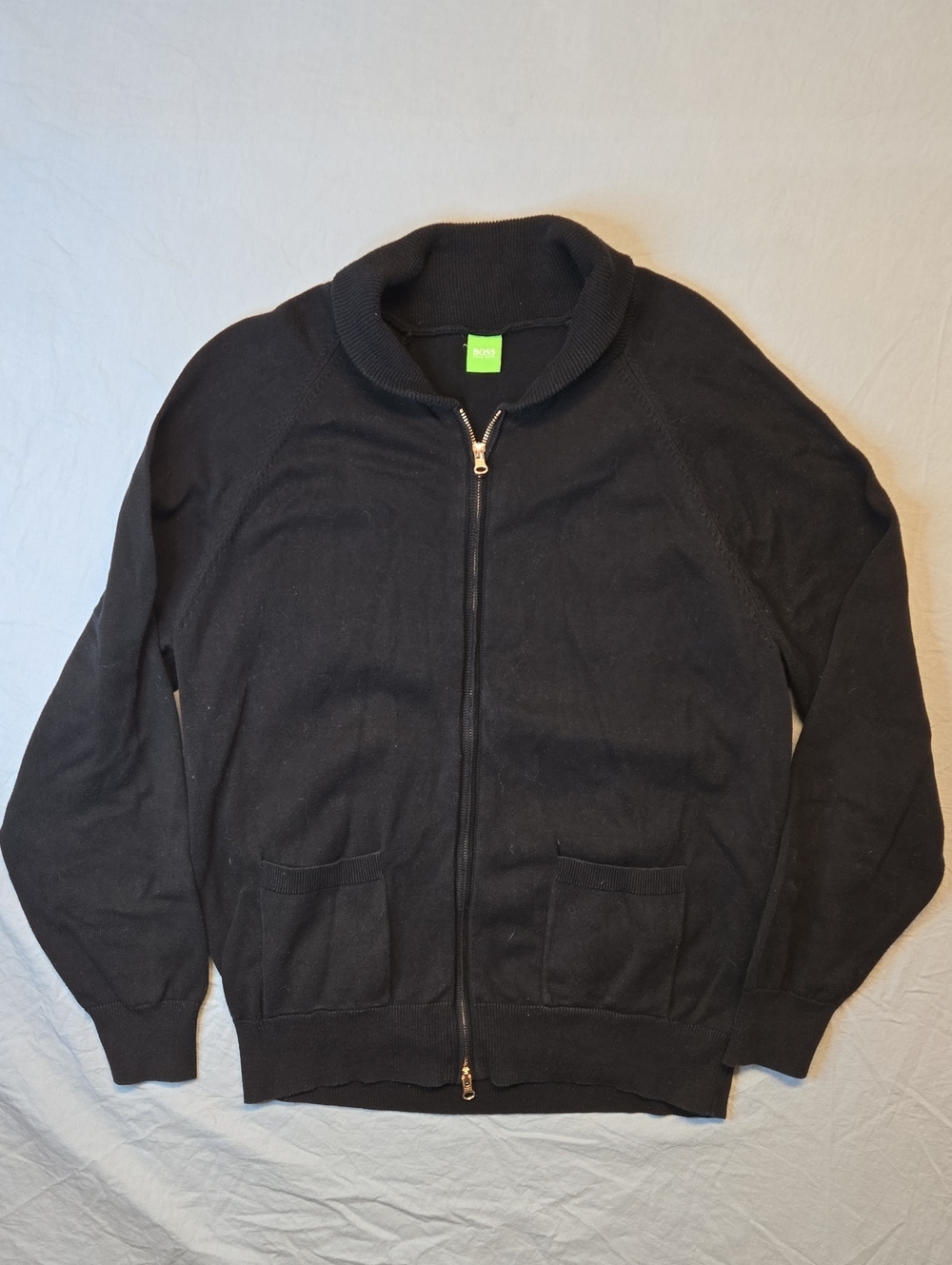 Hugo Boss Dark Navy Blue Full Zip Knit Cardigan Sweater